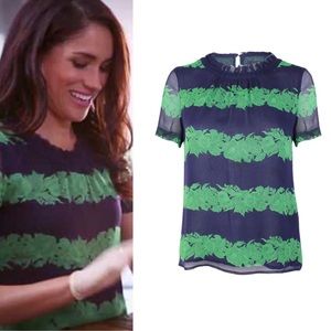 J Crew Meghan Markle silk ruffle top
